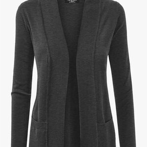 Womens cardigan, front pockets, Size XL, grey.
